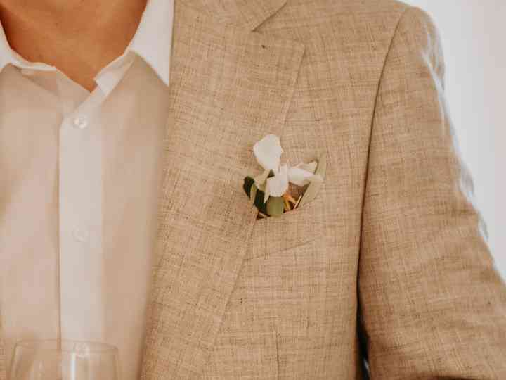 Beige Linen Suit with White Shirt