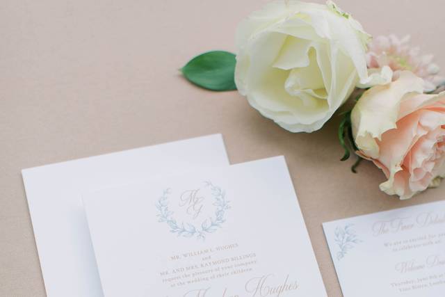 Elegant Monogram Crest Wedding Invitation - Elmwood - Elmwood Paperie