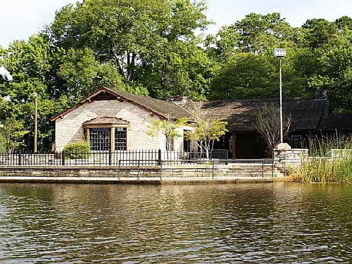 view from the lake looking ar the ceremony site