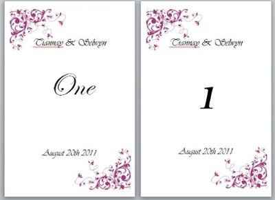 Table Numbers Template