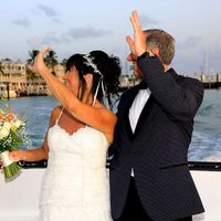 On the ferry to Sunset Key for our reception.  We past the crowds gathered in Mallory Square to watc