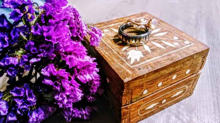 Took a photo of our engagement rings - both from Etsy. Box given to me by my Dad many years ago.