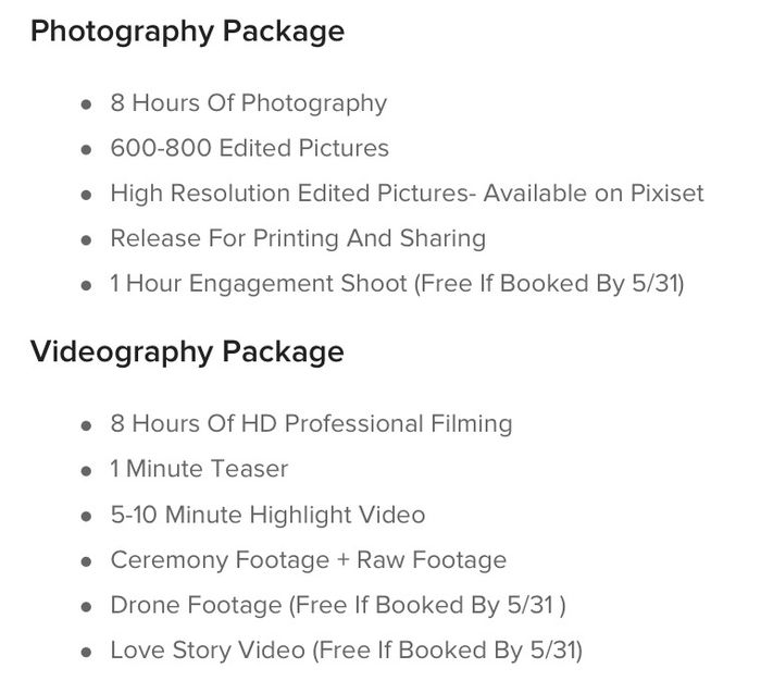 How much did you/ are you paying for a photographer. - 1