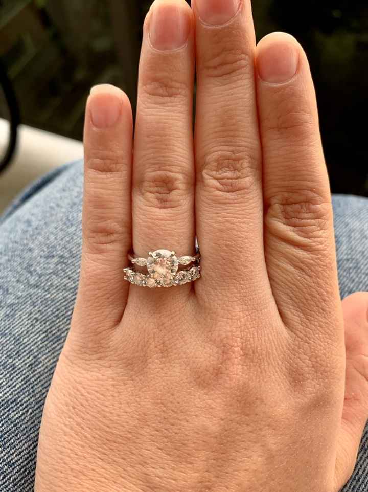 Halo engagement ring cheap with wedding band gap