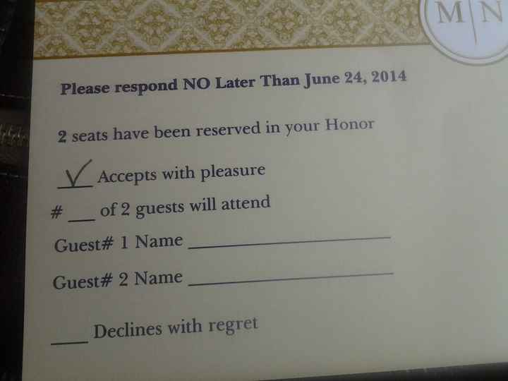 Glad I numbered my RSVP cards.