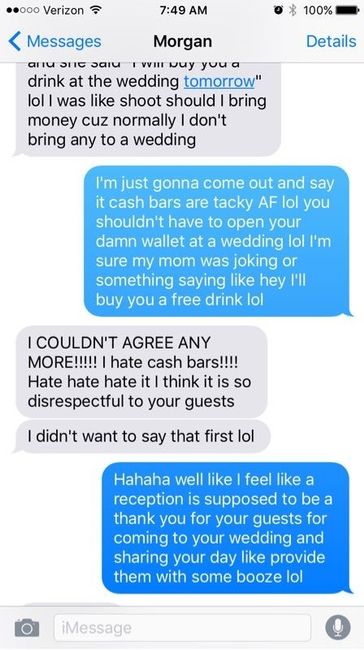 CASH BARS SUCK- This is why we are best friends