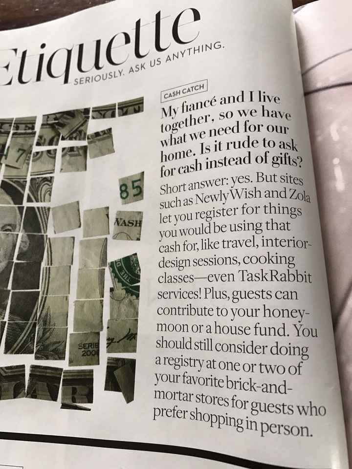 Honeymoon/house fund magazine advice