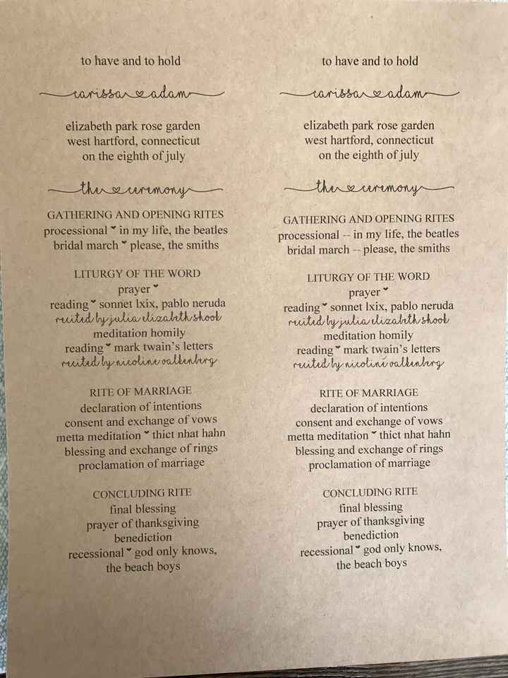 Wedding programs?