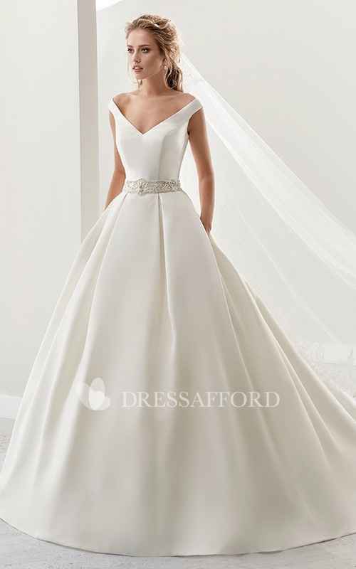 French Bustle Wedding Dress Chapel Train