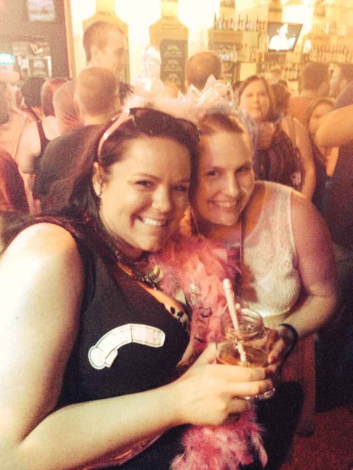 bach party last night! complete with p---- cake.......love my girls!