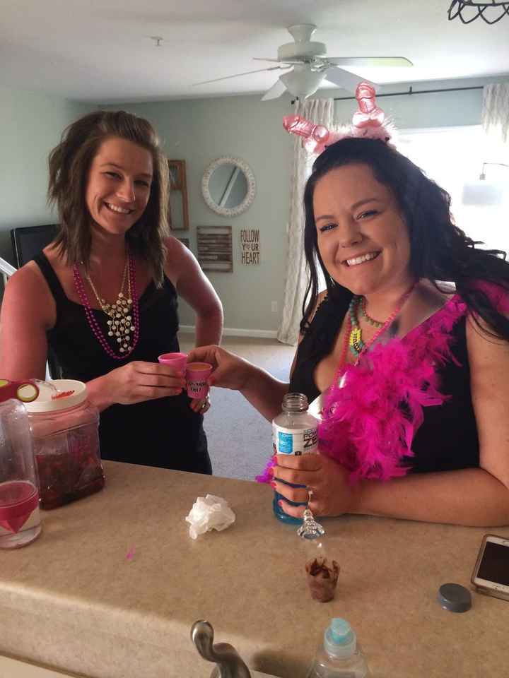 bach party last night! complete with p---- cake.......love my girls!