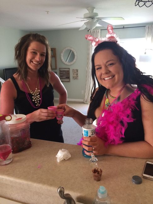 bach party last night! complete with p---- cake.......love my girls!
