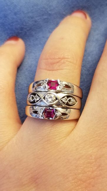 Custom Wedding Band with Grandma's Diamonds 3