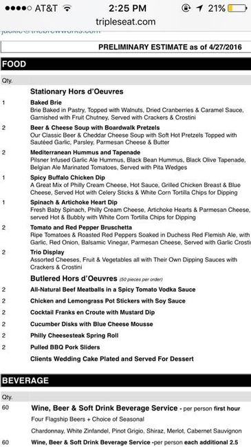 Cocktail/appetizer reception