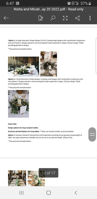 What is included in the florist proposal ? 6