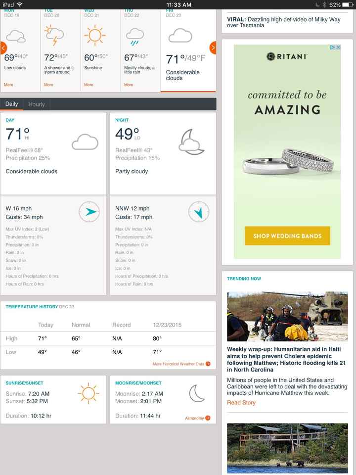 Just for fun: Post a screenshot of the weather forecast for your wedding day!