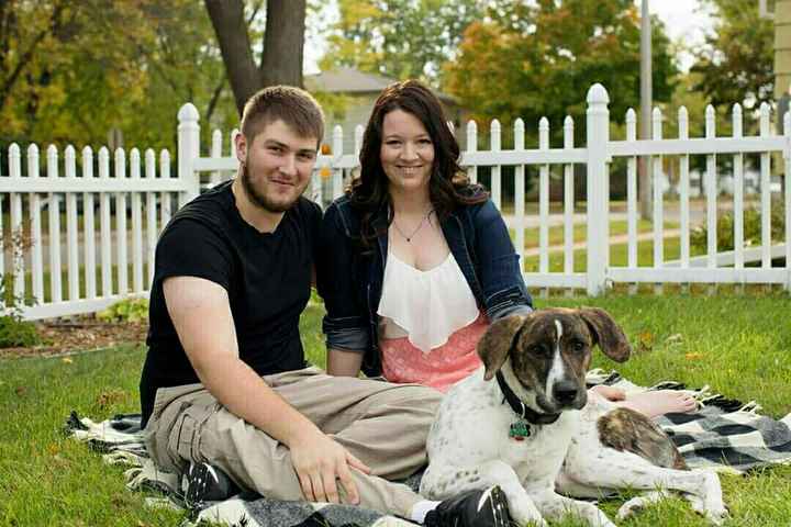 Fur babies with engagement/wedding photos