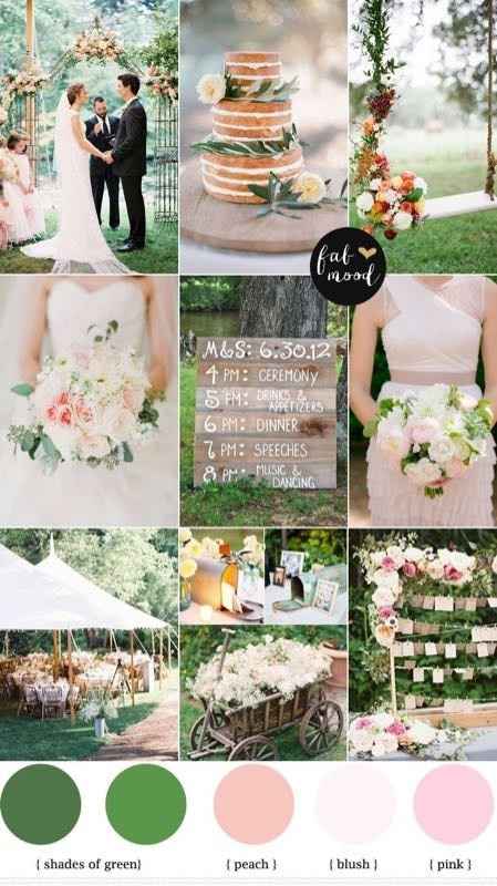 Color themes with ivory/champagne wedding dress