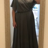 V-Neck Sleeved Long Bridesmaid Dress with Open Back TBQP385