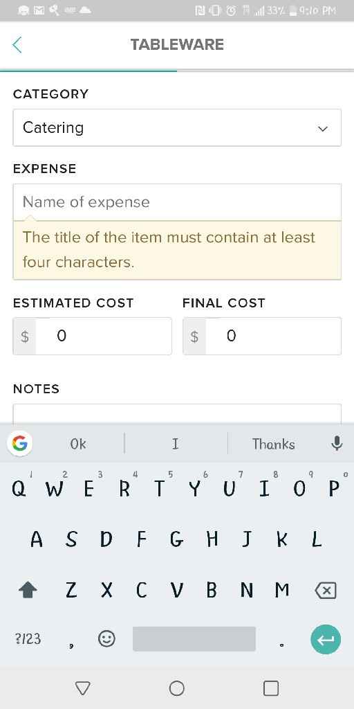 Deleting expenses from budget - 1