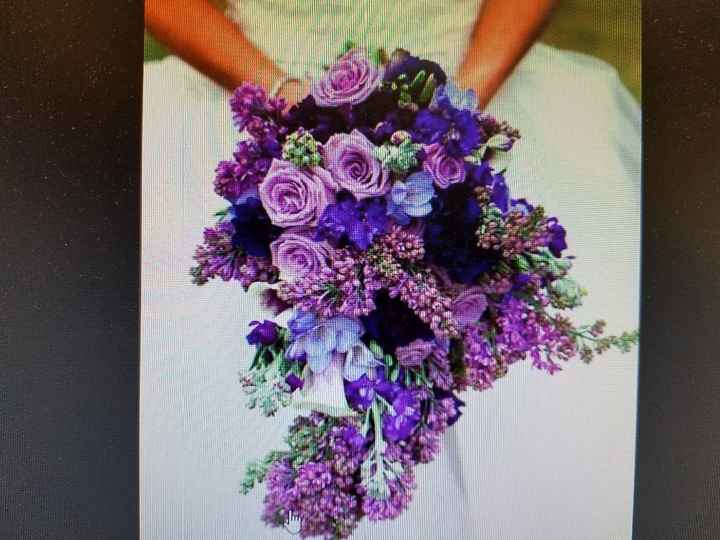 My flowers since my wedding dress is purple, I am using different shades of purple for my casacade s