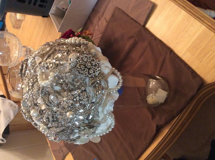 Pics of my WIP DIY brooch bouquet...
