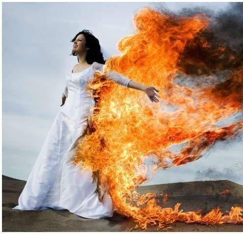 Trash the dress. With fire?