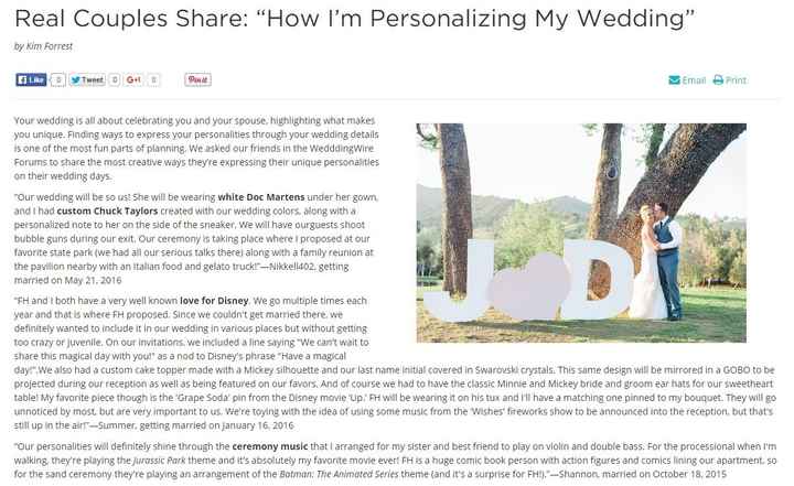 You're published on WeddingWire! ~ Find out how real couples are personalizing their weddings...