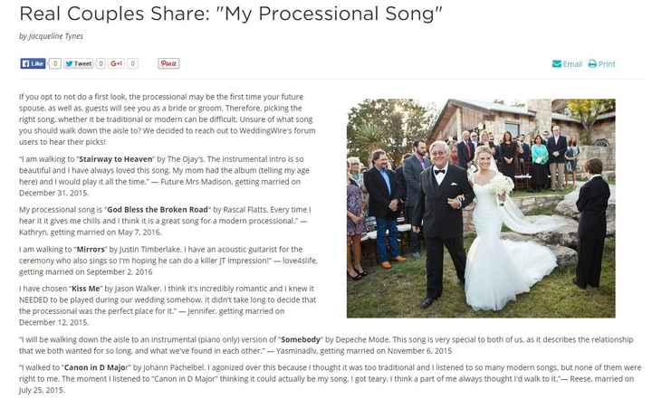 You're published! ~ Processional songs chosen by our WeddingWire couples