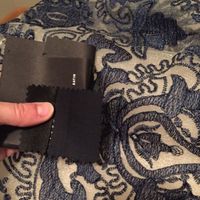 Suit fabric swatch compared to BM dress