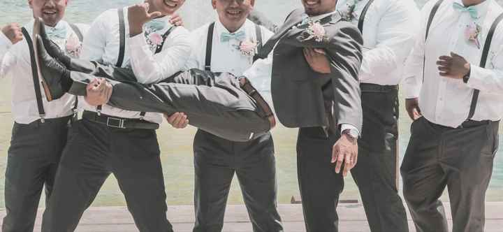 Need help choosing groomsmen suit to coordinate with bridesmaids dresses - 1
