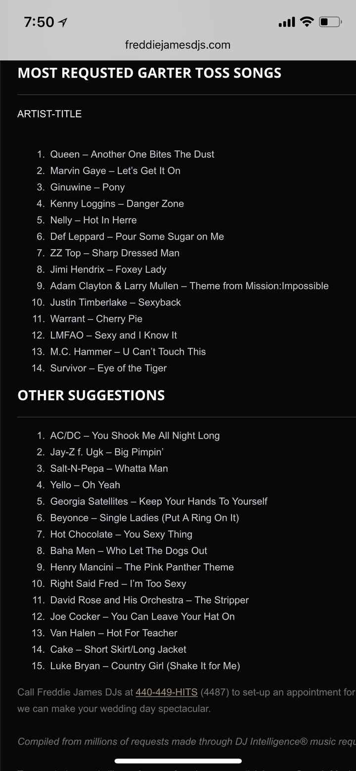 Need help finding Garter Toss song - 1