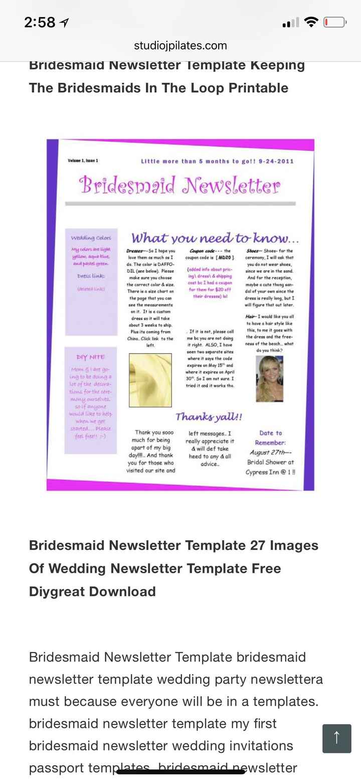 Bridesmaid Newsletter - 1