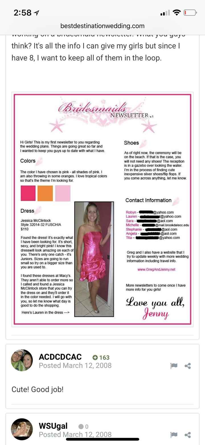 Bridesmaid Newsletter - 2