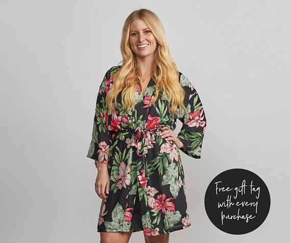 black floral robe