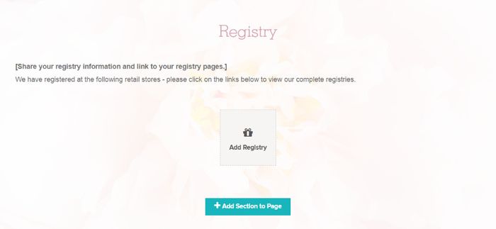 Wedding Website- Registry Page 1
