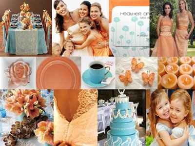 Peach and blue wedding colors