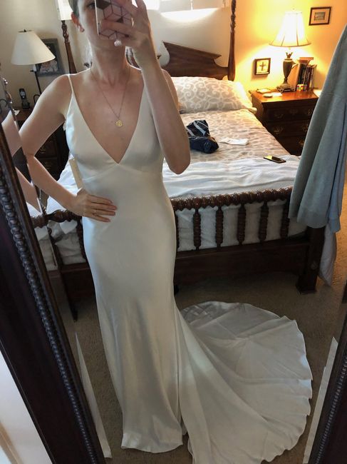 Help: how to accessorize a simple slip wedding dress?? 1