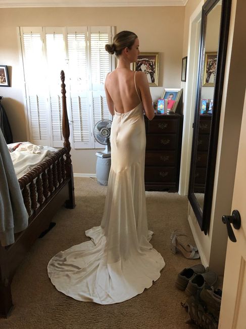 Help: how to accessorize a simple slip wedding dress?? 2