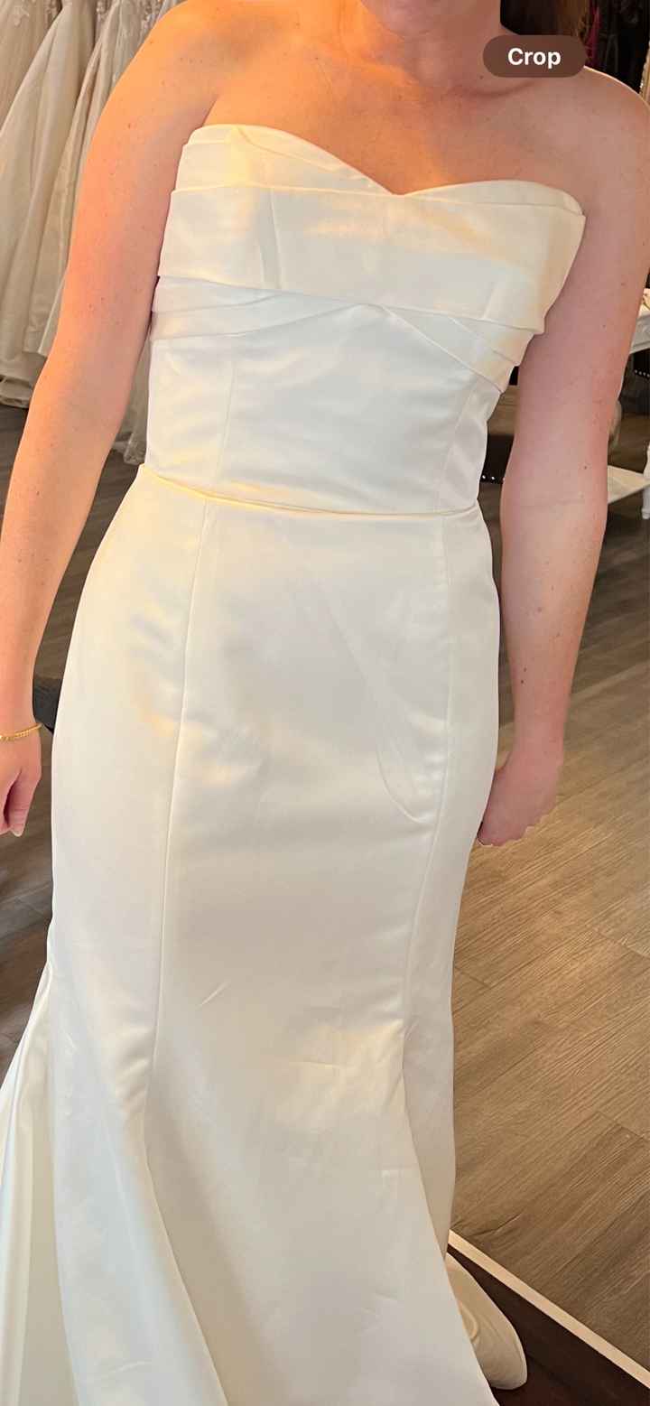 Hanging neckline away from sweetheart. - 1