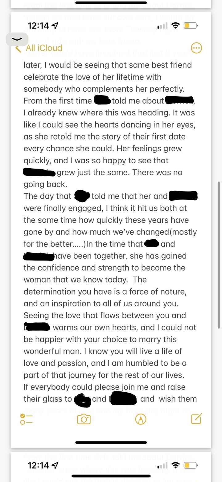 Help me create a final daft of my moh speech? - 2