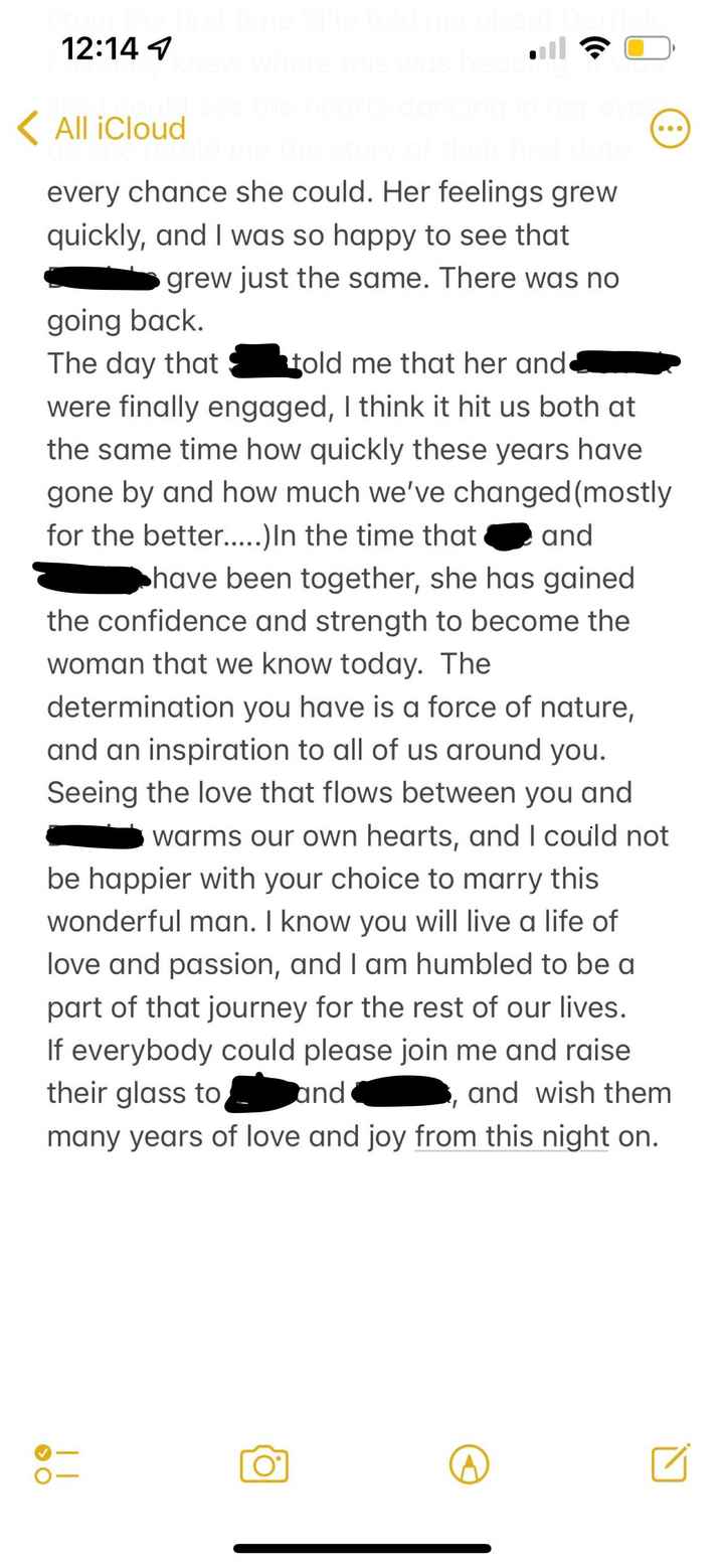 Help me create a final daft of my moh speech? - 3