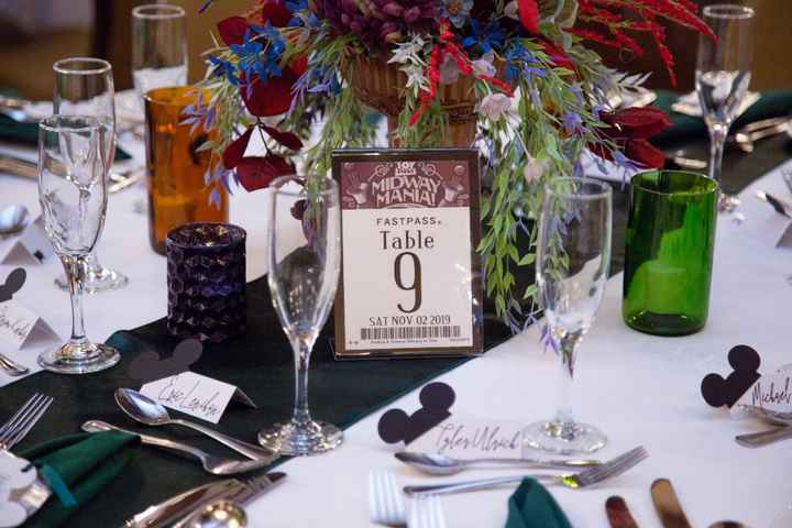 Each table was one of our favorite rides at Walt Disney World. I made fastpasses as table numbers