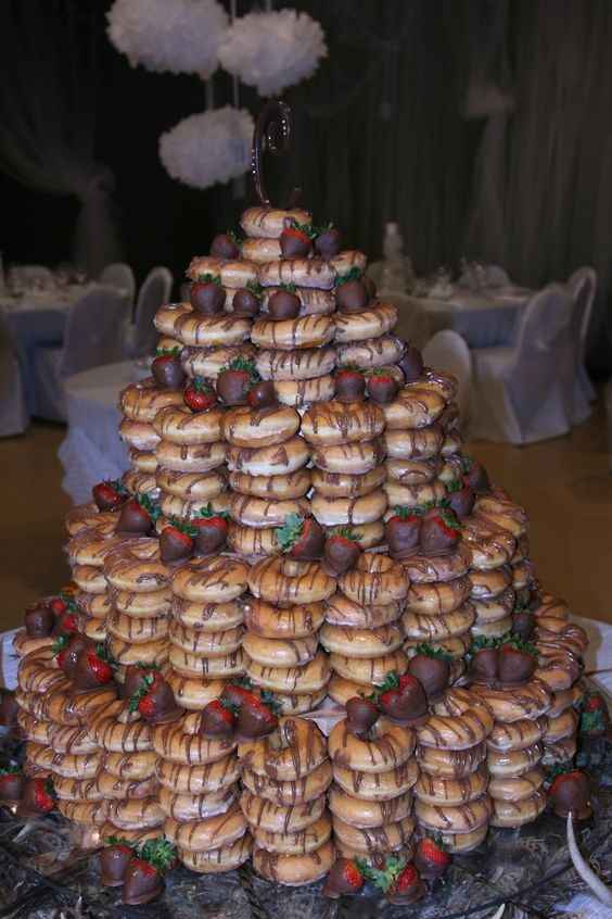 full size donut cake tower