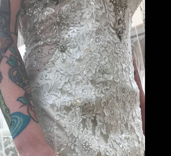 Does your wedding dress have lace, beading, or both? 3