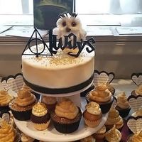butterbeer cake and cupcakes