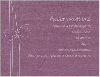 Accommodation Cards Wording Help!