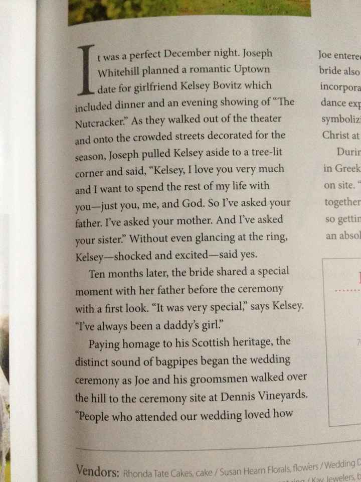 PICTURES!!! Our wedding got picked for Carolina Bride Magazine!!!!