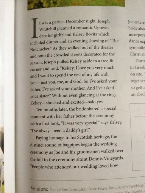 PICTURES!!! Our wedding got picked for Carolina Bride Magazine!!!!