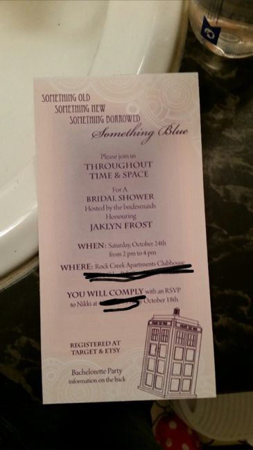 My awesome shower and bachelorette party invite!